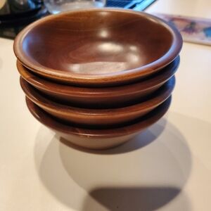 Vintage Vermillion Real Walnut Small Salad Bowls